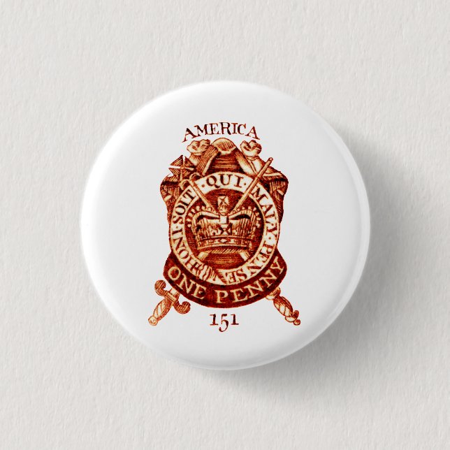 1765 American Tax Stamp Pinback Button (Front)