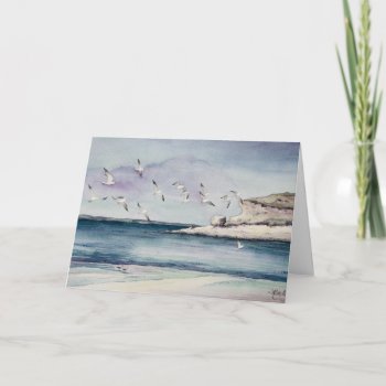 1774 Seagulls At Sandy Beach Mother's Day Card by RuthGarrison at Zazzle