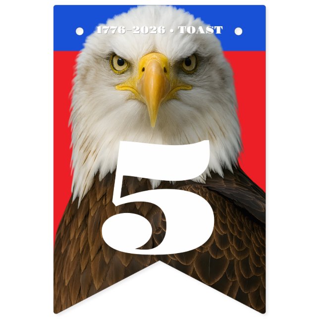 1776–2026 • 16-Flag Celebration Banner, Editable Bunting Flags (Thirteenth Flag)