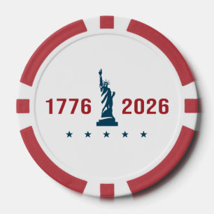 1776 2026 250th Anniversary America Patriotic  Poker Chips
