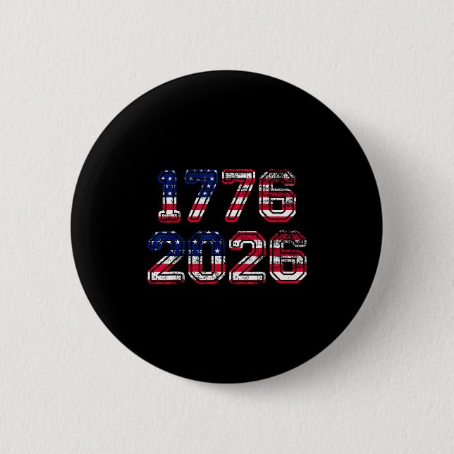 1776-2026 250th Birthday American Flag Eagle Shirt Button (Front)