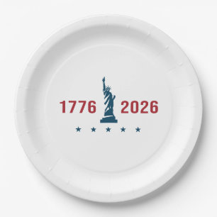 1776 2026 America 250th Anniversary Patriotic  Paper Plates