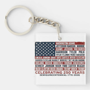 1776-2026 America 250th Anniversary Presidents Car Keychain