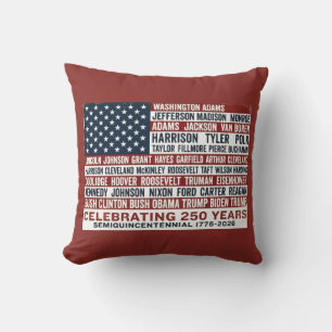 1776-2026 America 250th Anniversary Presidents Car Throw Pillow