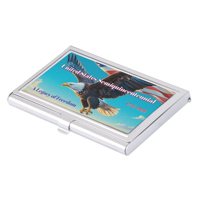 1776–2026 Eagle Emblem • Patriotic Card Holder USA (Front)
