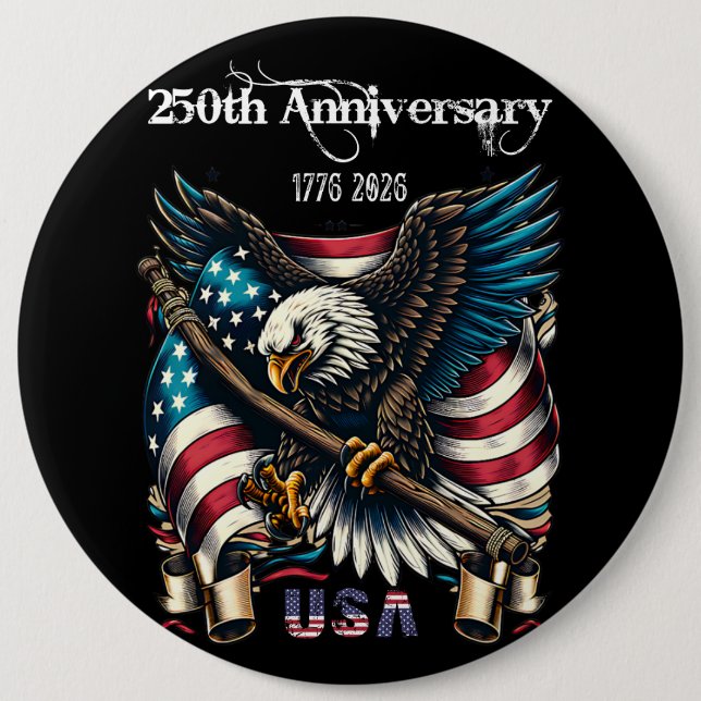 1776 2026 Happy Anniversary America Button (Front)