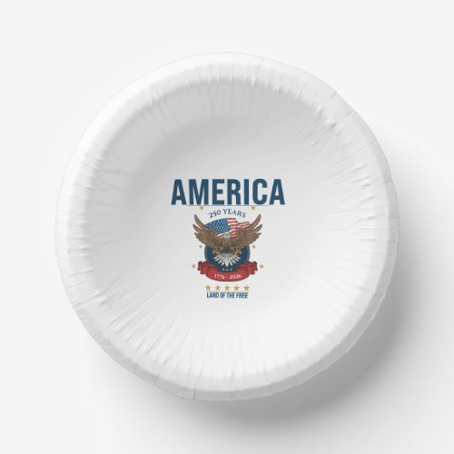 1776 2026 | Patriotic Bald Eagle Flag 250 Years Paper Bowls