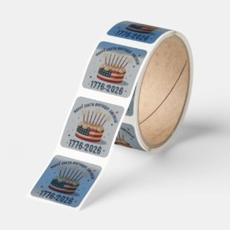 1776–2026 Patriotic Birthday Cake Square Sticker