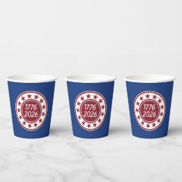 1776-2026 Patriotic Party Themed Paper Cups