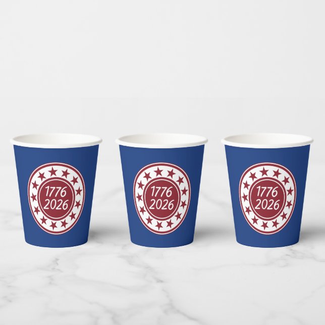 1776-2026 Patriotic Party Themed Paper Cups (Multi)