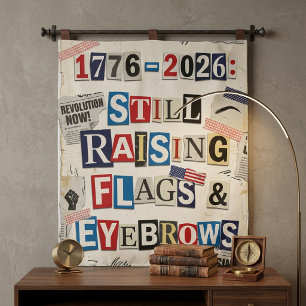 1776-2026 USA 250th Anniversary Edgy Ransom Note Tapestry