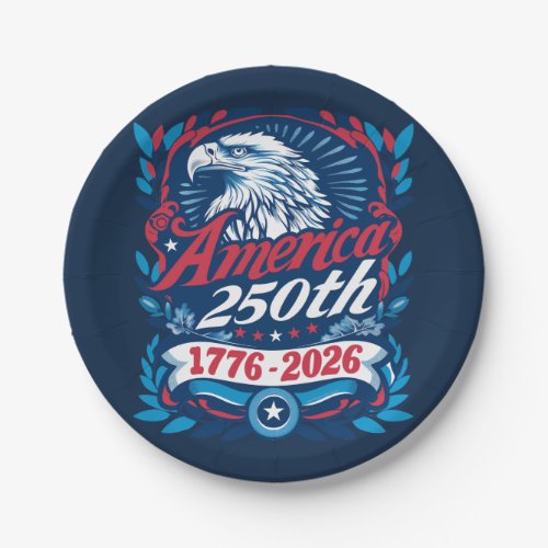 1776-2026 USA 250th Anniversary Vintage Patriotic Paper Plates