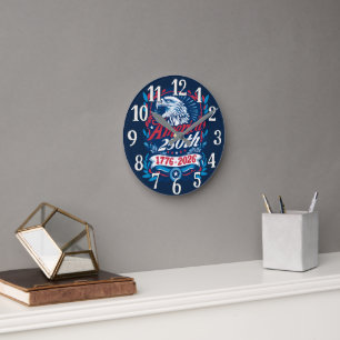 1776-2026 USA 250th Anniversary Vintage Patriotic Round Clock