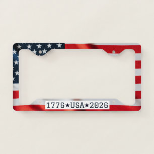 1776-2026 USA Anniversary American Flag License Plate Frame