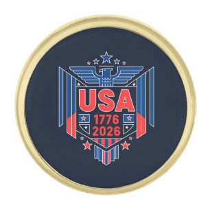 1776-2026 USA GOLD FINISH LAPEL PIN