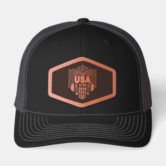 1776-2026 USA  LEATHER PATCH HAT (Front)