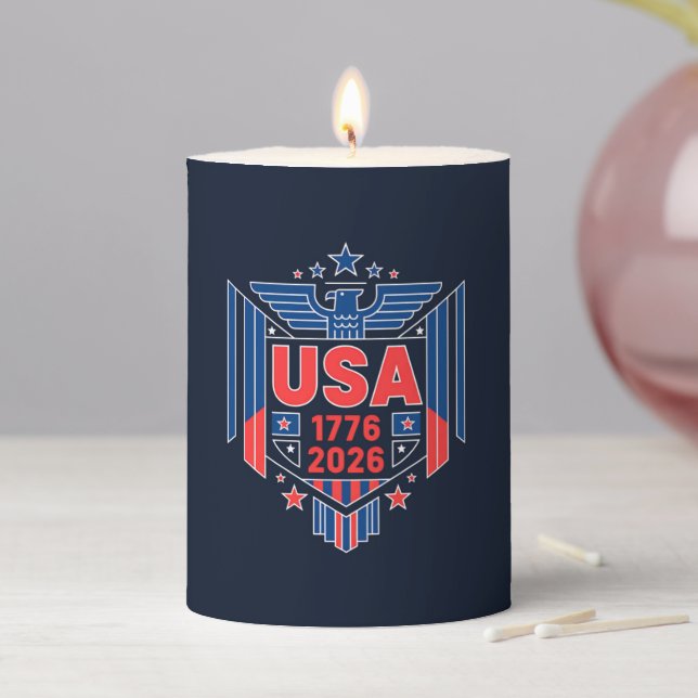 1776-2026 USA  PILLAR CANDLE (In Situ)