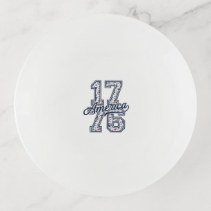 1776 America Floral Patriotic Vintage Vector Desig Trinket Tray