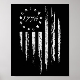 1776 American Flag Betsy Ross 13 Stars Usa 4th Of  Poster
