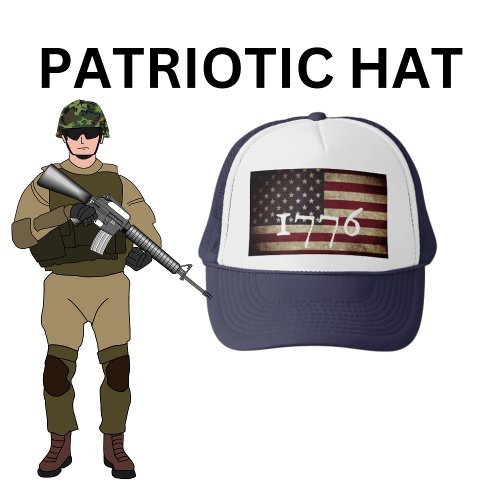1776 American Flag Patriotic Trucker Hat
