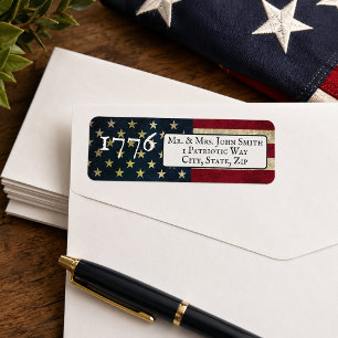 1776 American Flag Red White Blue Return Address Label