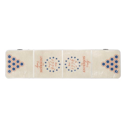 1776 American Stars and Family Name Blue Beer Pong Table