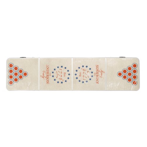 1776 American Stars and Family Name Red Beer Pong Table