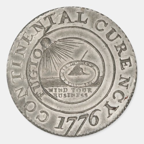 1776 Continental Currency Coin American Revolution Classic Round Sticker