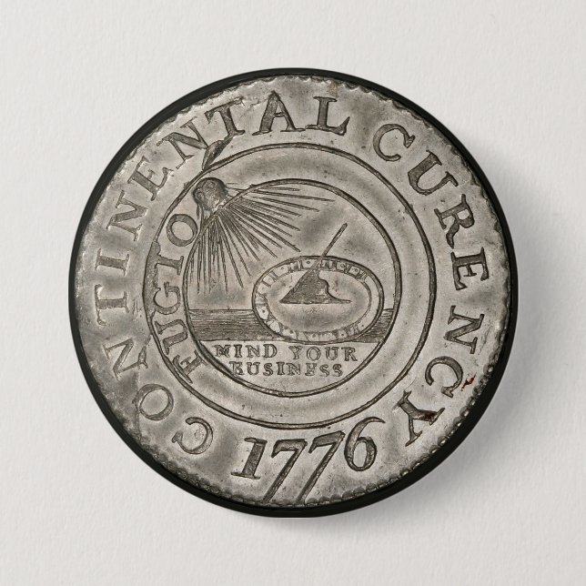 1776 Continental Currency Numismatic Coin Patriot Button (Front)