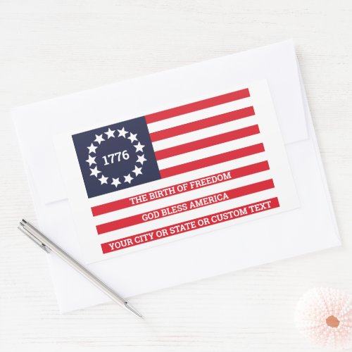 1776 Flag Optional Text American Betsy Ross Rectangular Sticker