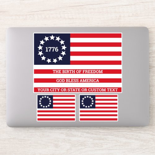1776 Flag Optional Text USA Betsy Ross Contour Sticker