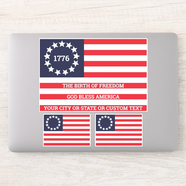 1776 Flag Optional Text USA Betsy Ross Contour Sticker (Computer)