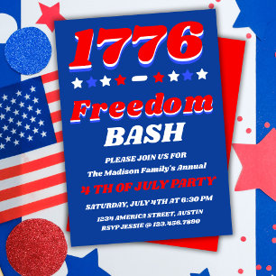 1776 Freedom Bash 4th of July Celebration Invitation