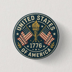 1776 Liberty Torch — Vintage Americana Seal Button