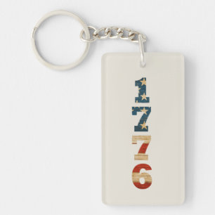 1776 Patriotic American Flag Keychain