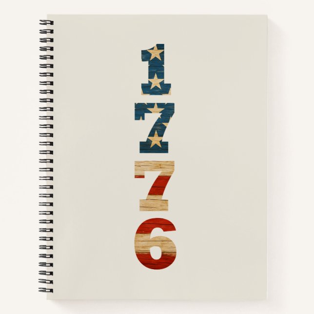 1776 Patriotic American Flag Notebook - Lined (Front)