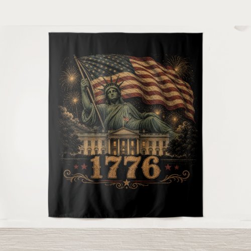 1776 Patriotic American Flag Statue of Liberty Tapestry