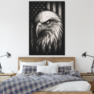 1776 Patriotic Bald Eagle American Flag Canvas Print