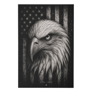 1776 Patriotic Bald Eagle American Flag Faux Canvas Print