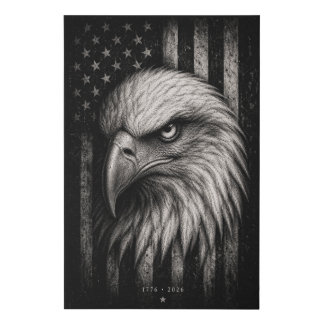 1776 Patriotic Bald Eagle American Flag Faux Canvas Print