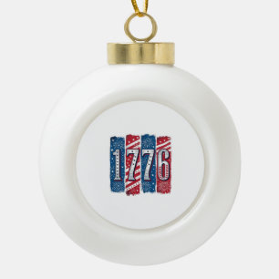 1776 Patriotic Fireworks Vintage Vector Design_1 Ceramic Ball Christmas Ornament