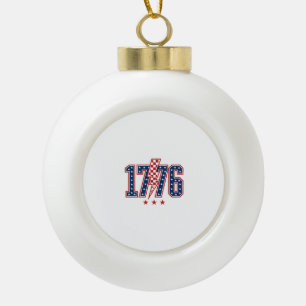 1776 Patriotic Lightning Bolt Vintage Graphic Tee_ Ceramic Ball Christmas Ornament