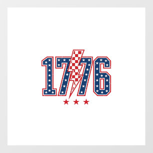 1776 Patriotic Lightning Bolt Vintage Graphic Tee_ Floor Decals