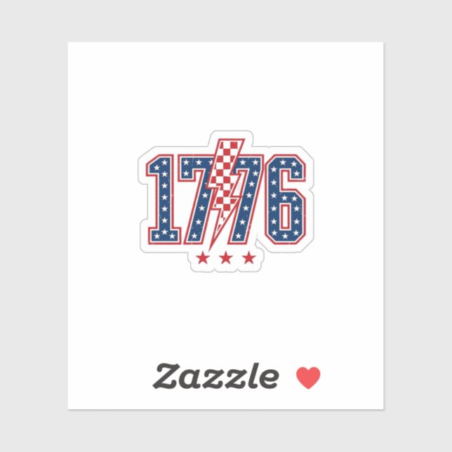 1776 Patriotic Lightning Bolt Vintage Graphic Tee_ Sticker (Sheet)