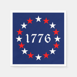 1776 red white navy blue stars patriotic funny napkins