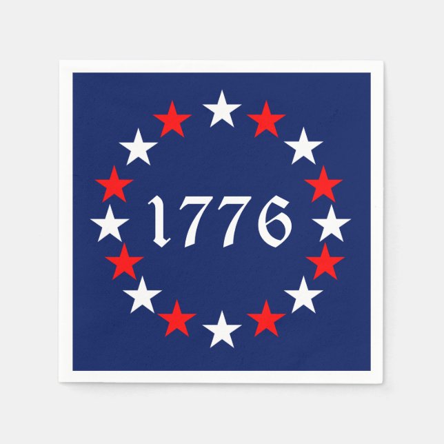 1776 red white navy blue stars patriotic funny napkins (Front)