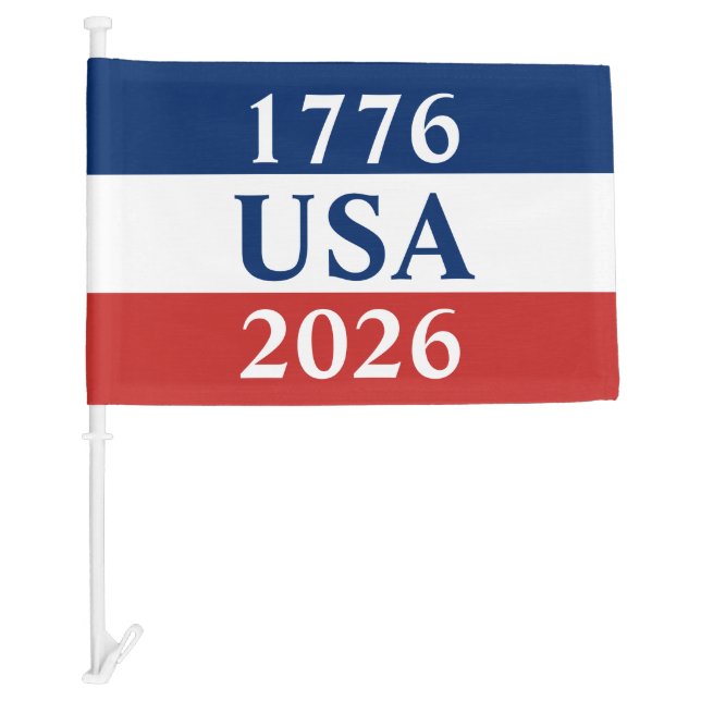 1776 USA 2026 Red White and Blue Patriotic Car Flag (Front)