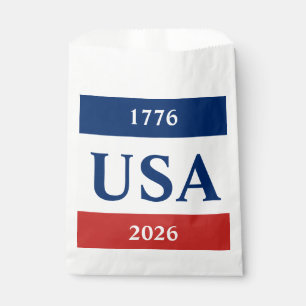 1776 USA 2026 Red White and Blue Patriotic Favor Bag