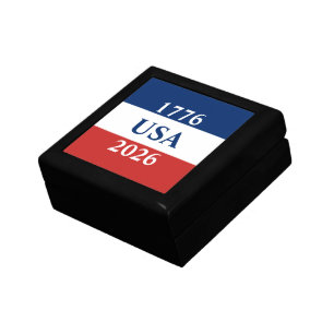 1776 USA 2026 Red White and Blue Patriotic Gift Box
