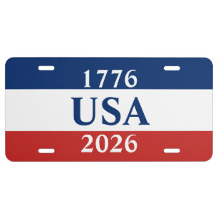 1776 USA 2026 Red White and Blue Patriotic License Plate